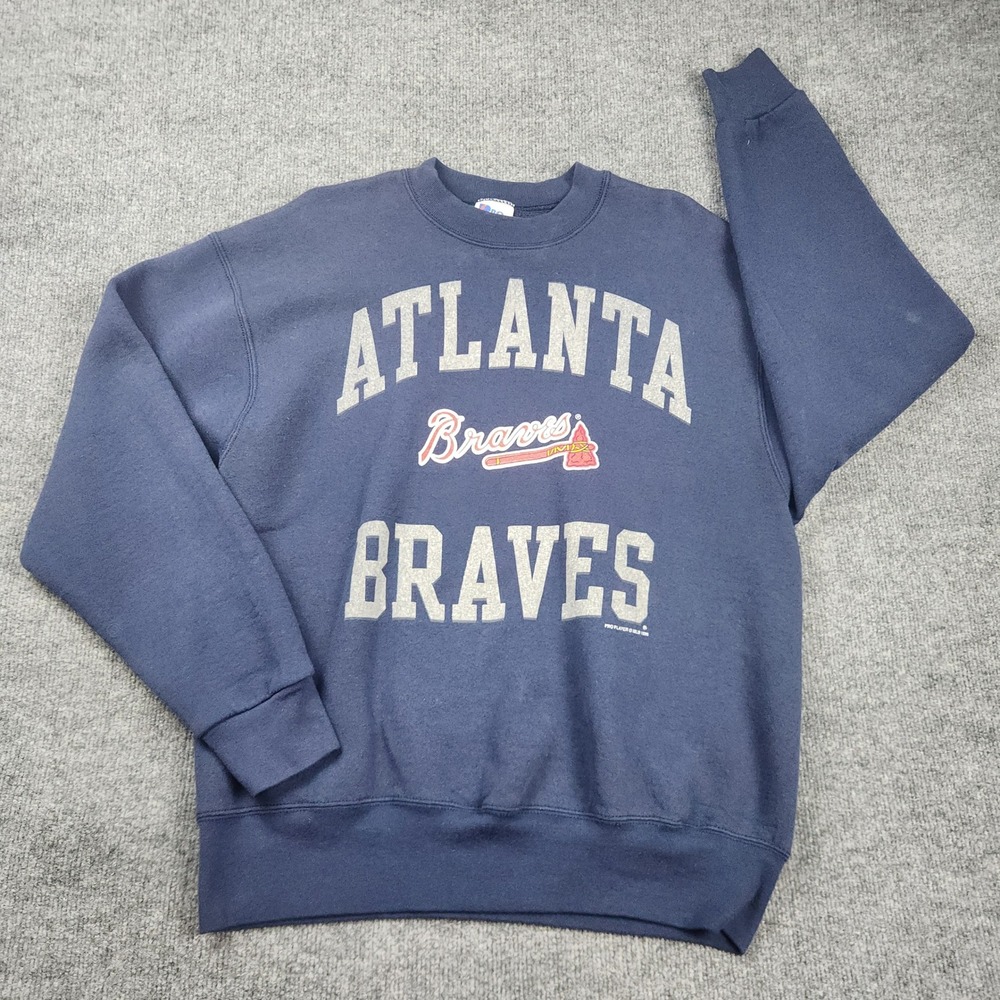 Vintage 1996 Atlanta Braves Pro Player Sweatshirt Navy Blue MLB Mens Large USA